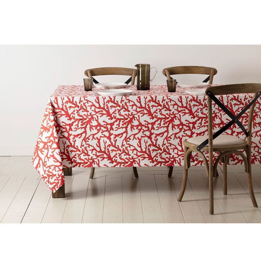 Textiles Fabrique De Styles Nappes | Nappe Estran Rouge En Coton 260X160Cm