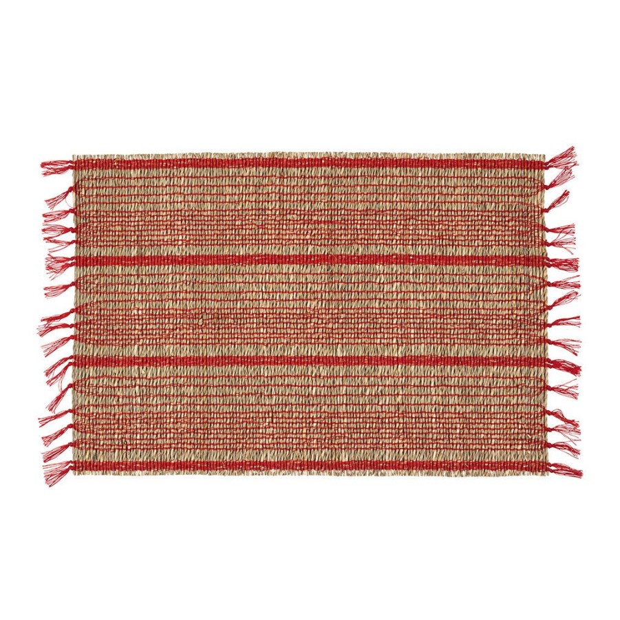 Textiles Fabrique De Styles Sets De Table | Set De Table Damier Naturel Et Rouge