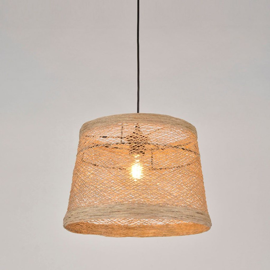 Luminaires Fabrique De Styles | Suspension Ficelle Tressee D35Cm Naturel - Tambour