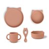 Coin Des Petits Fabrique De Styles | Set Vaiselle Enfant En Silicone Vivi Chat Rose Fonce