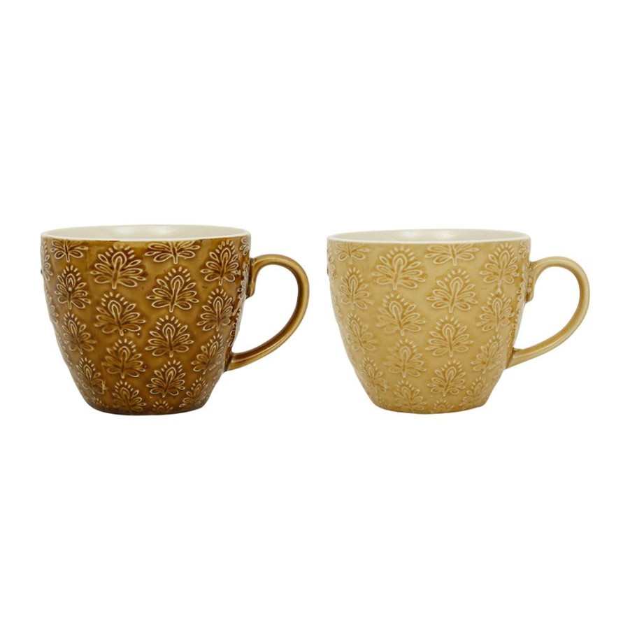 Arts De La Table Fabrique De Styles Tasses Et Mugs | Lot De 2 Tasses En Gres Brun Et Beige - Green Wash