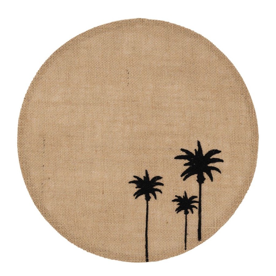 Textiles Fabrique De Styles Sets De Table | Set De Table Rond En Jute Naturel Et Noir - Palmea