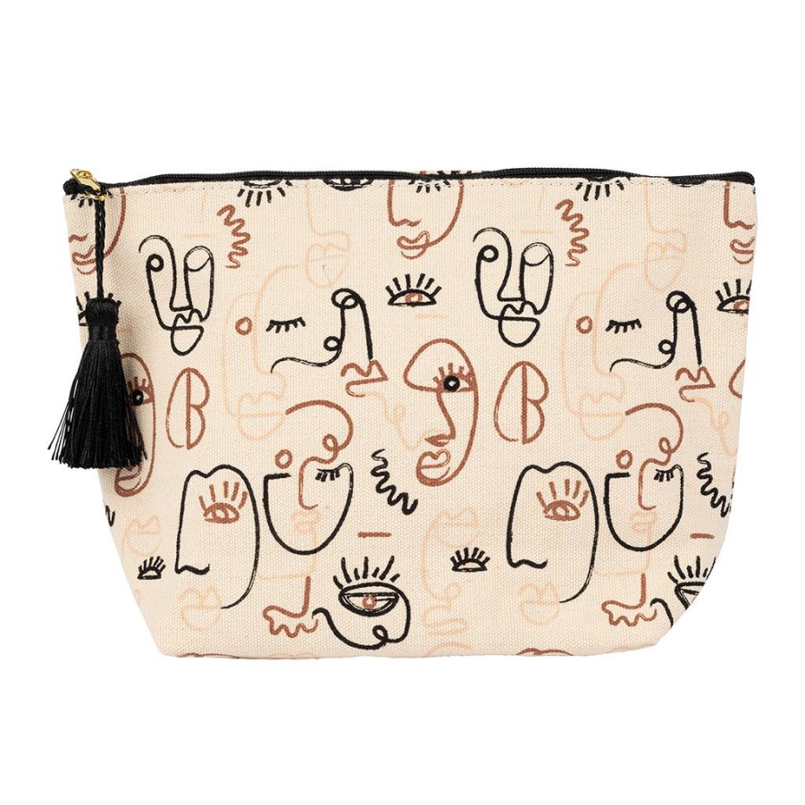 Accessoires Et Loisirs Fabrique De Styles Sacs Et Pochettes | Pochette Terre Brulee Ecru+Noir 26X8X17Cm Coton