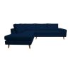 Meubles Fabrique De Styles Canapes D'Angle | Canape D'Angle Gauche 5 Places Andre - Effet Velours - Seven Dark Blue