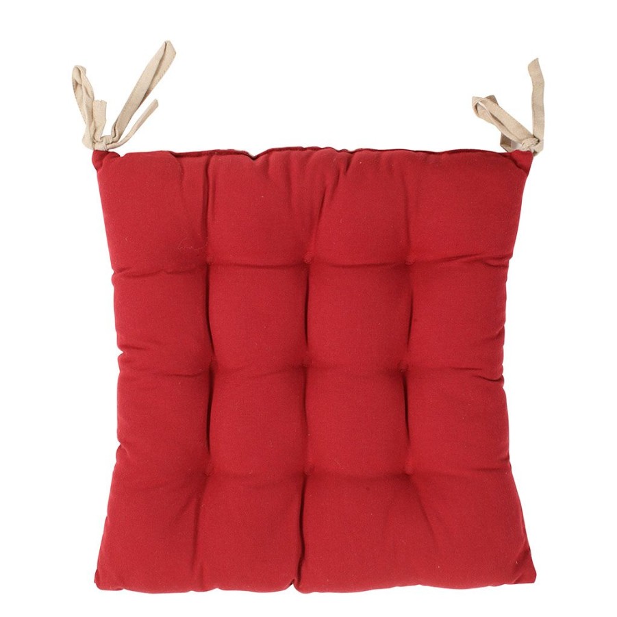 Textiles Fabrique De Styles | Galette De Chaise Carree Mami Rouge En Coton