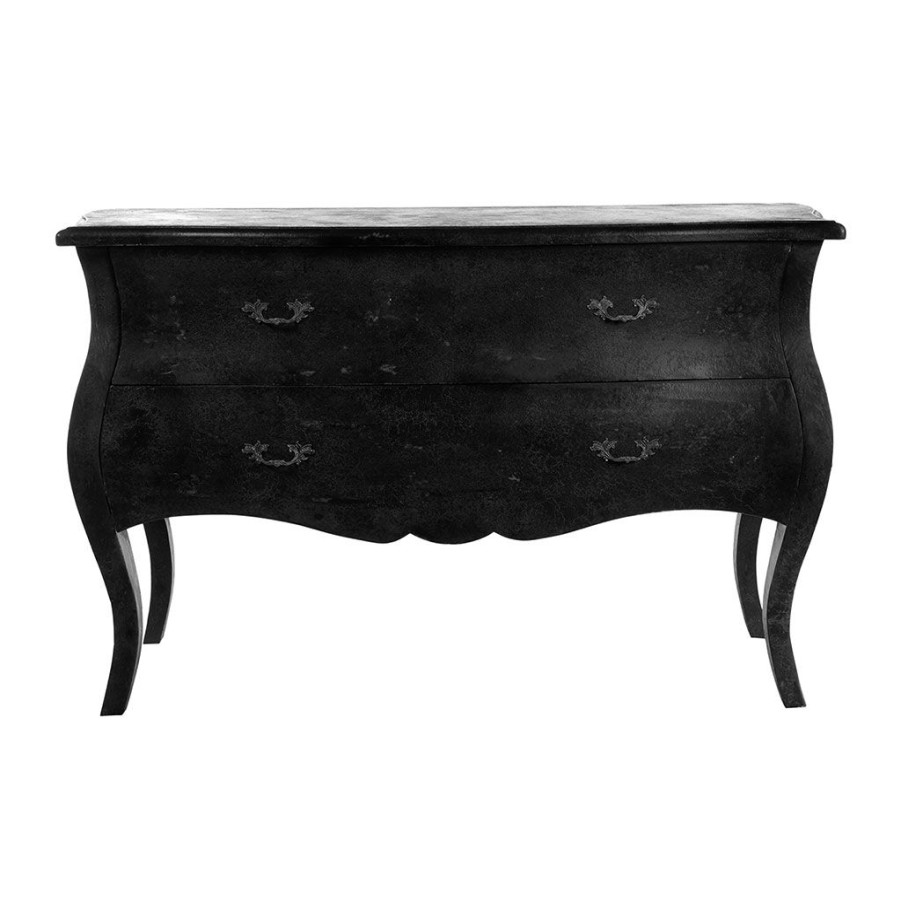 Meubles Fabrique De Styles Commodes | Commode En Bois Naturel Noir 2 Tiroirs - Merano