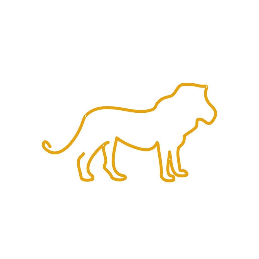 Coin Des Petits Fabrique De Styles | Deco Murale En Acier Jaune 30X15Cm - Lion