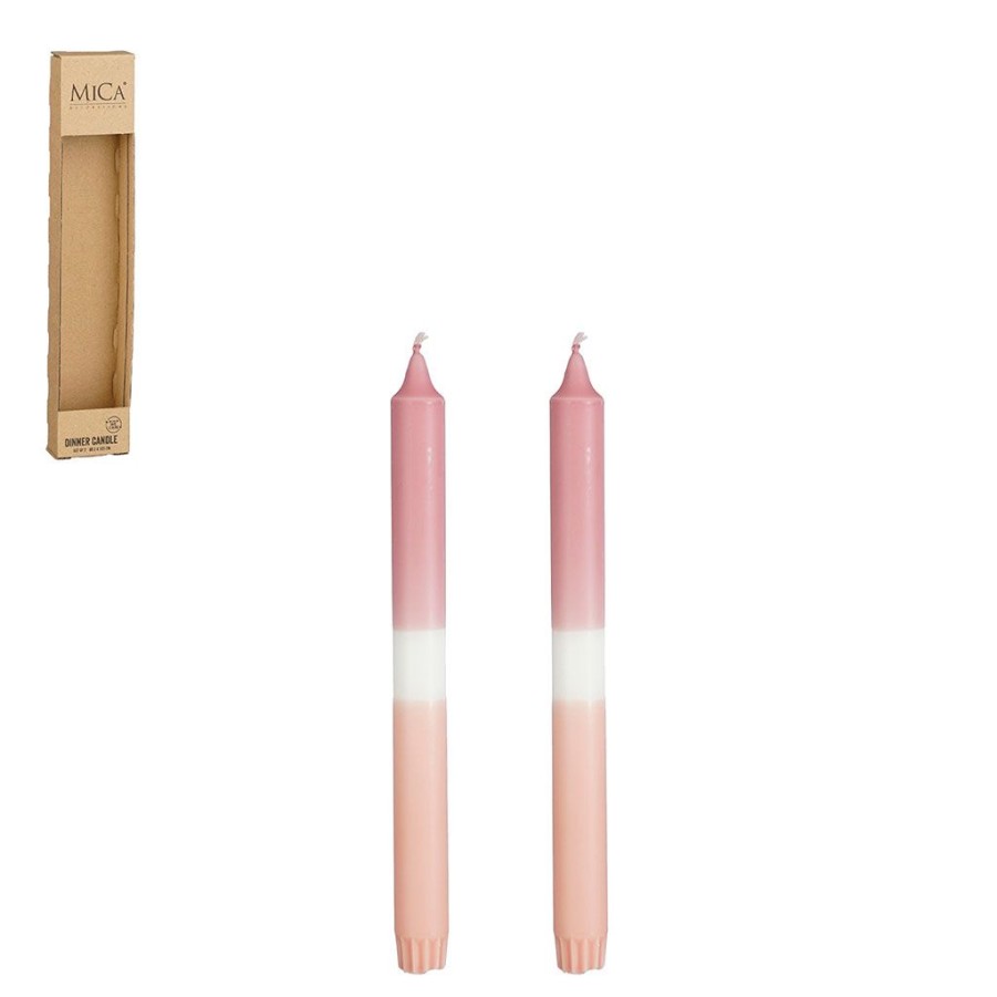 Bougies Et Senteurs Fabrique De Styles Bougies Non Parfumees | Set De 2 Bougies Diner Rose-D2.2Xh25Cm