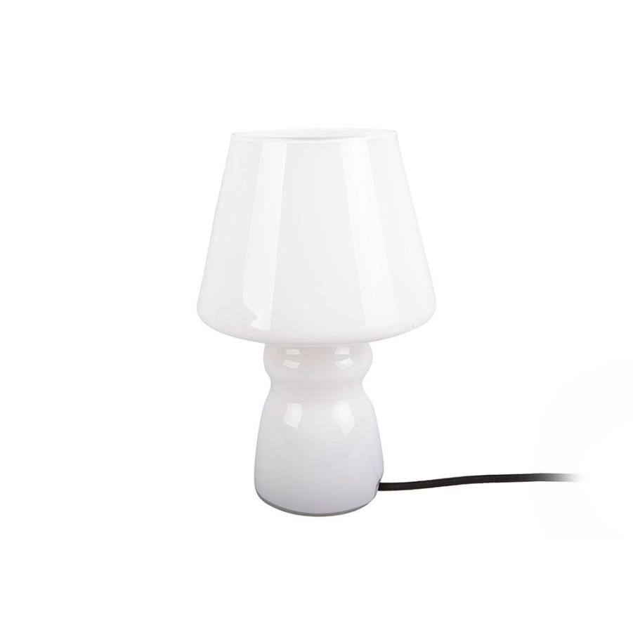 Luminaires Fabrique De Styles | Lampe A Poser Verre Blanc H25Cm