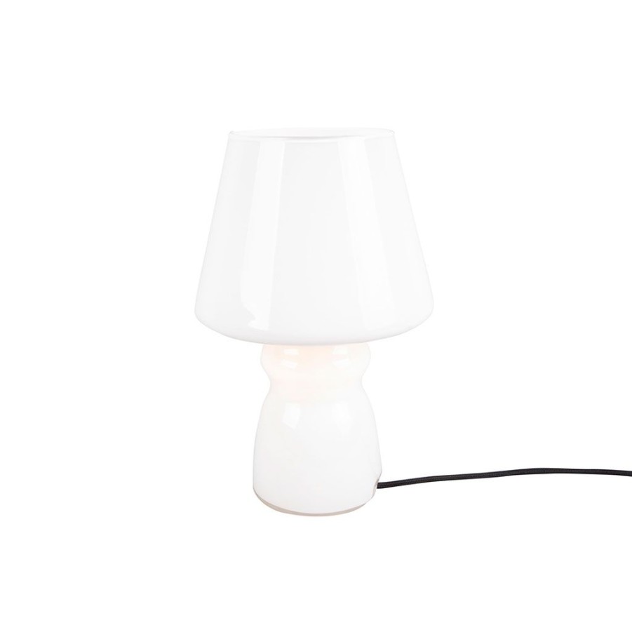 Luminaires Fabrique De Styles | Lampe A Poser Verre Blanc H25Cm