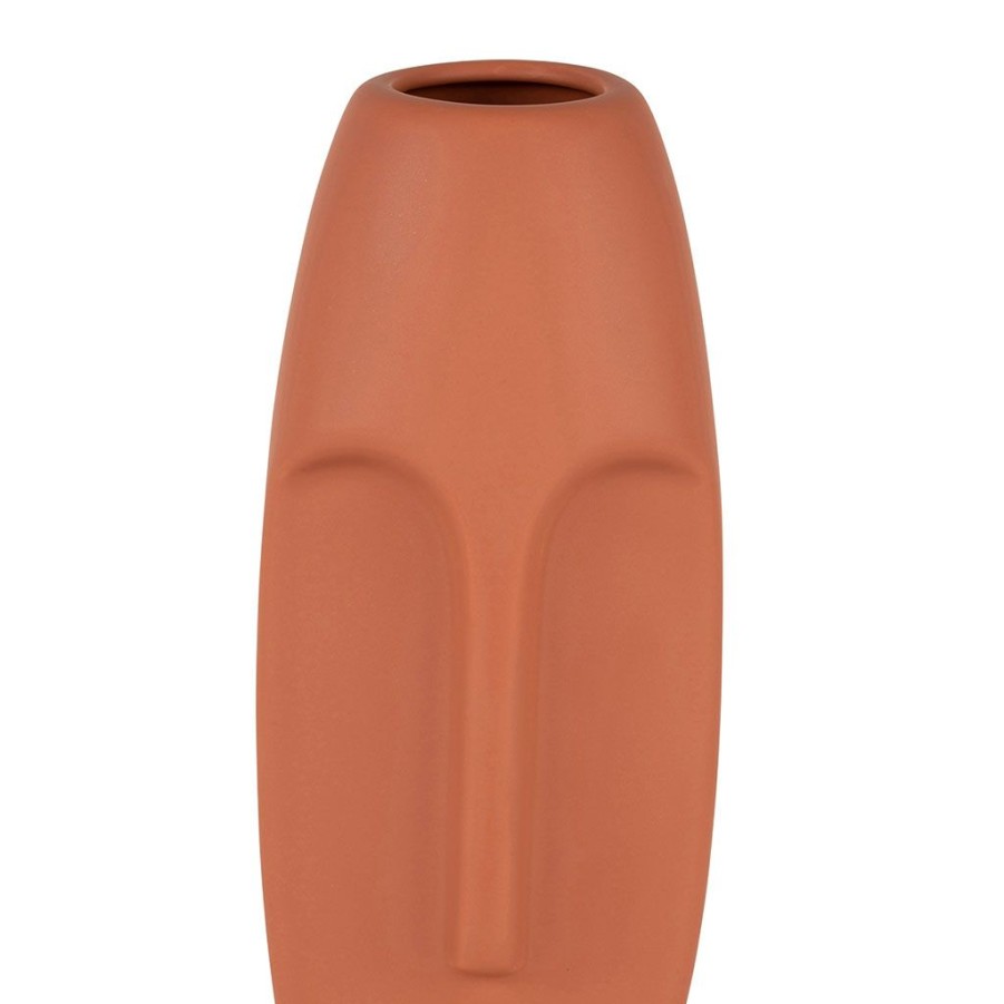 Deco Fabrique De Styles Vases Et Soliflores | Vase Face Visage Terracotta En Gres