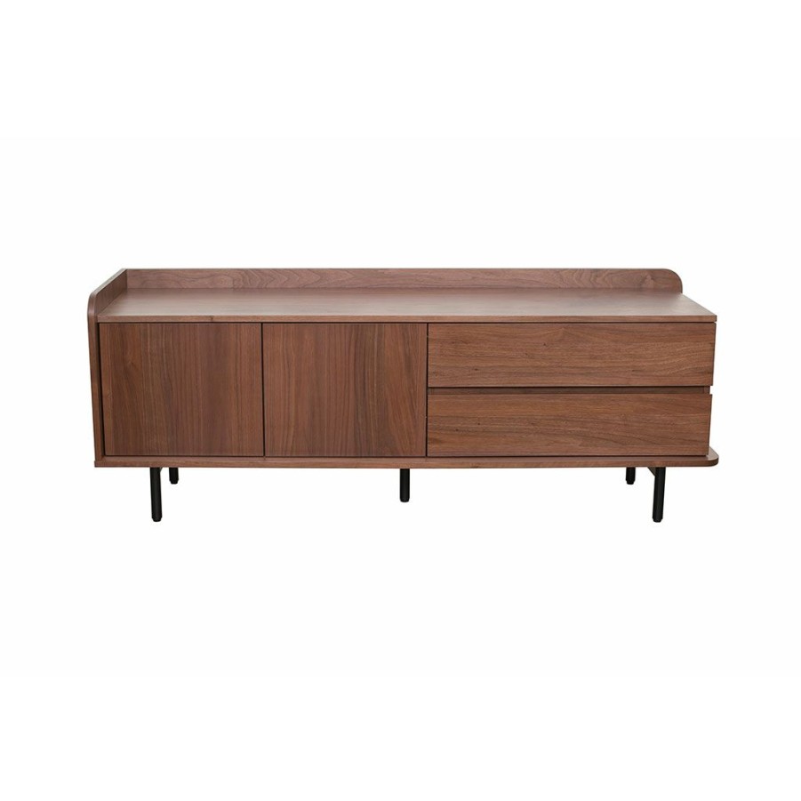 Meubles Fabrique De Styles Meubles Tv | Meuble Tv En Placage Noyer Marron 150X55Cm - Gino