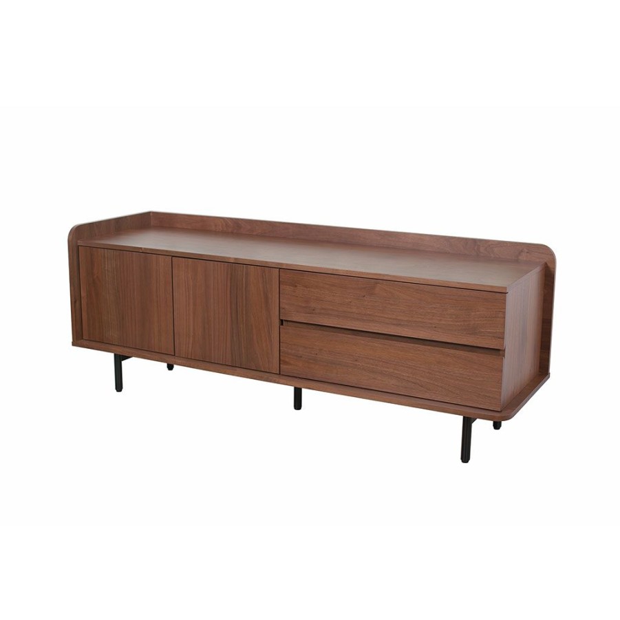 Meubles Fabrique De Styles Meubles Tv | Meuble Tv En Placage Noyer Marron 150X55Cm - Gino