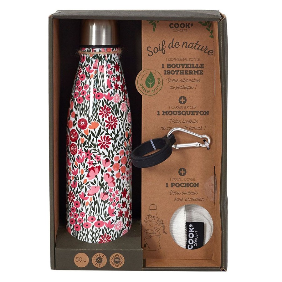 Arts De La Table Fabrique De Styles Gourdes | Coffret Bouteille Isotherme Fleurie