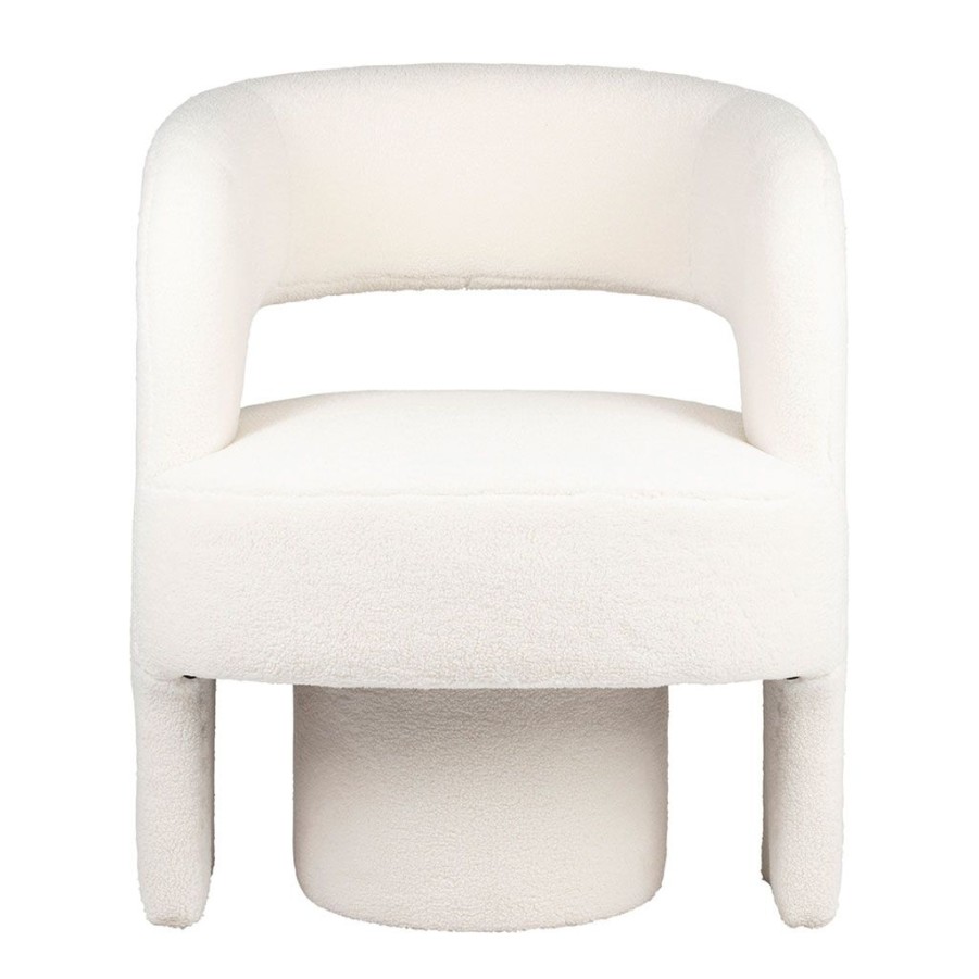 Meubles Fabrique De Styles Fauteuils | Fauteuil Avec Tabouret Bouclette Ecru - Organic