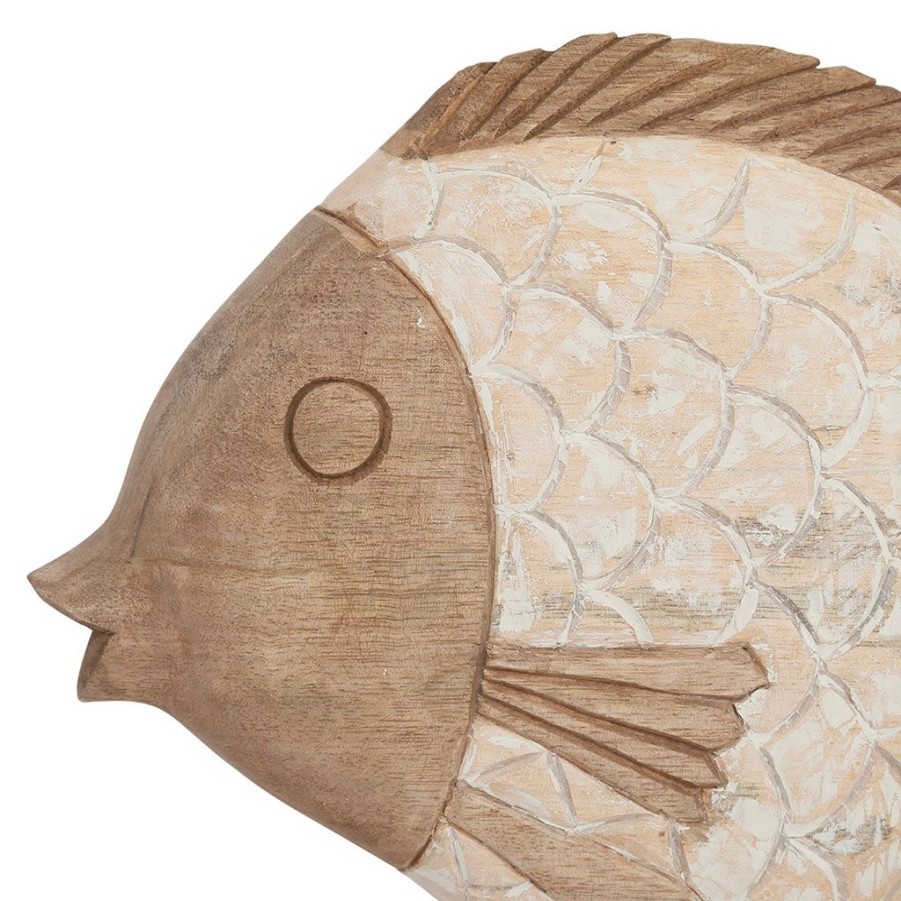 Deco Fabrique De Styles Petits Objets Deco | Poisson En Manguier Blanchi 33X6Xh23Cm - Cordel