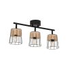 Luminaires Fabrique De Styles | Spot 3 Lumieres En Metal Et Rotin Tresse H23Cm Noir - Indah