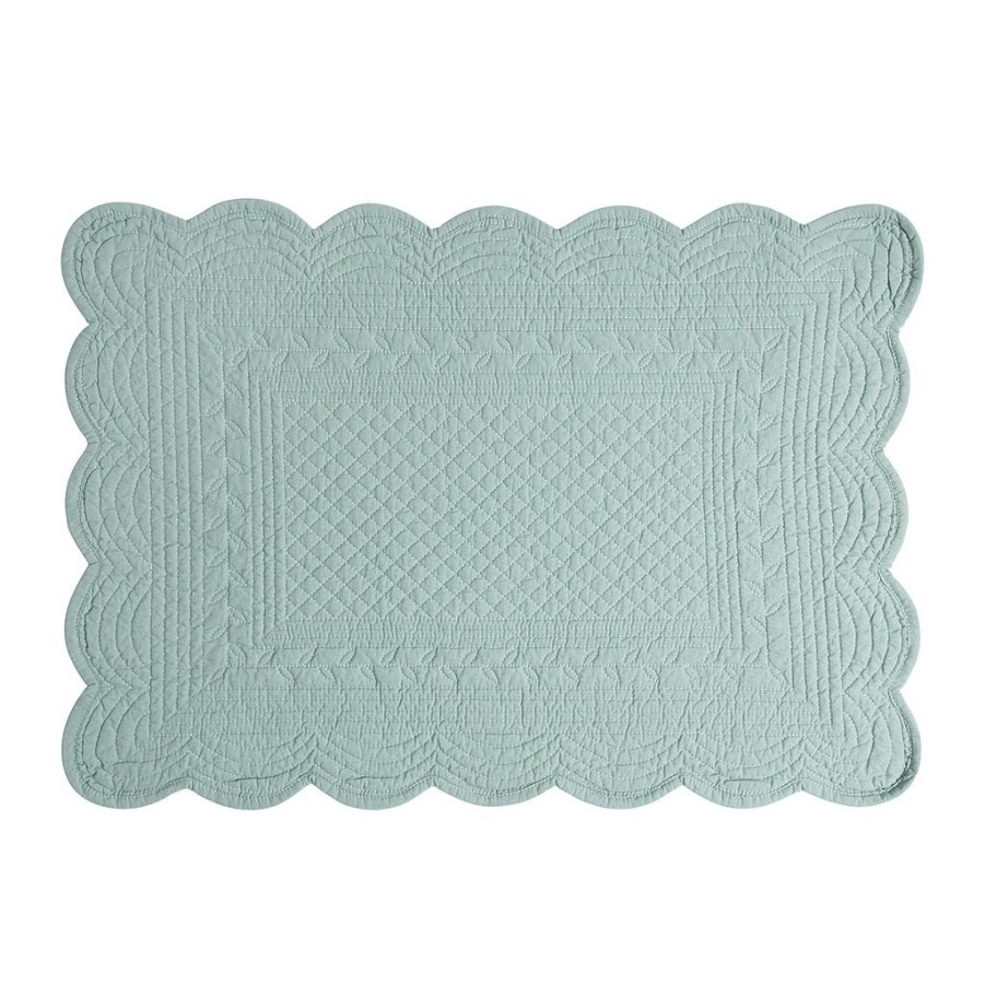 Textiles Fabrique De Styles Sets De Table | Set De Table Rectangulaire Boutis Vert D'Eau En Coton