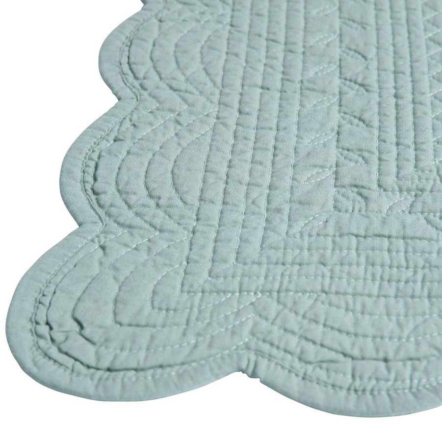 Textiles Fabrique De Styles Sets De Table | Set De Table Rectangulaire Boutis Vert D'Eau En Coton