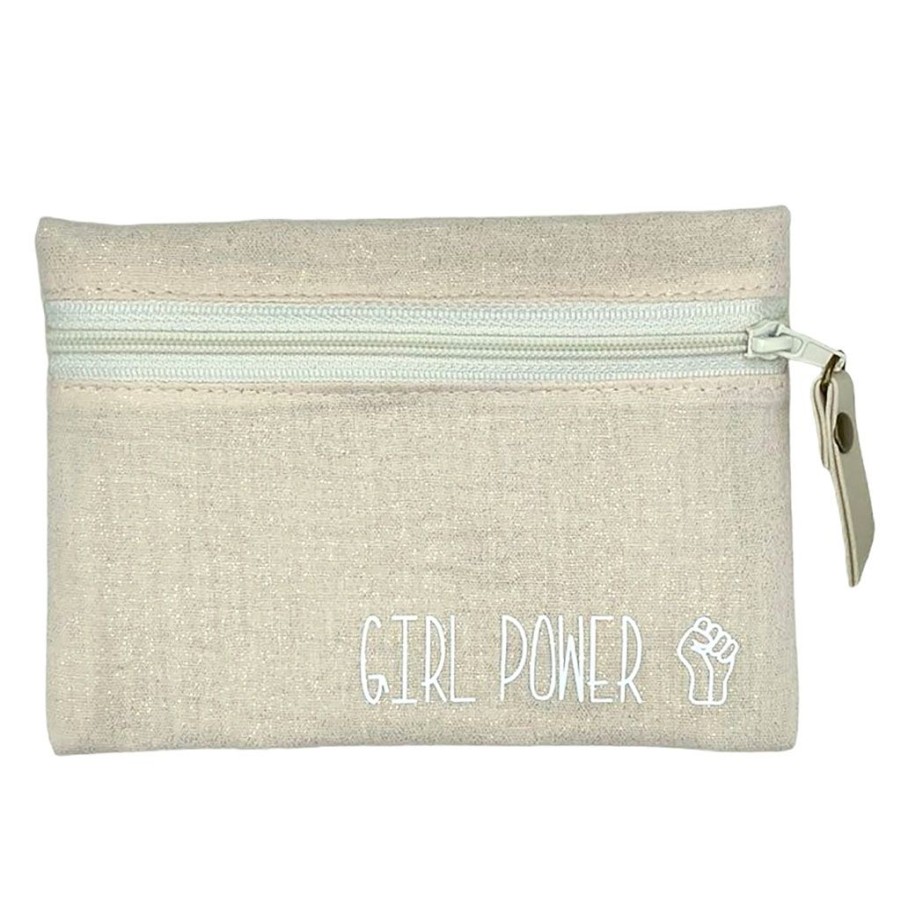 Accessoires Et Loisirs Fabrique De Styles Sacs Et Pochettes | Petite Pochette Girl Power Scintillant Ecru