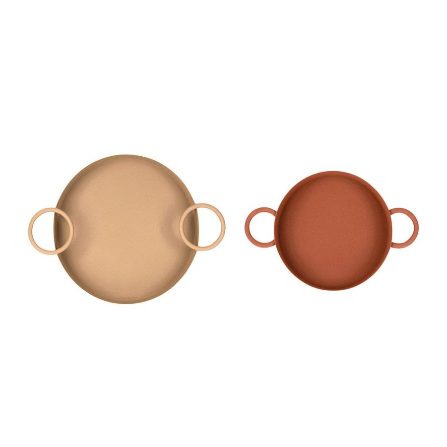 Arts De La Table Fabrique De Styles Plateaux | Plateaux X2 En Fer Taupe Et Terracotta - Terre Brulee