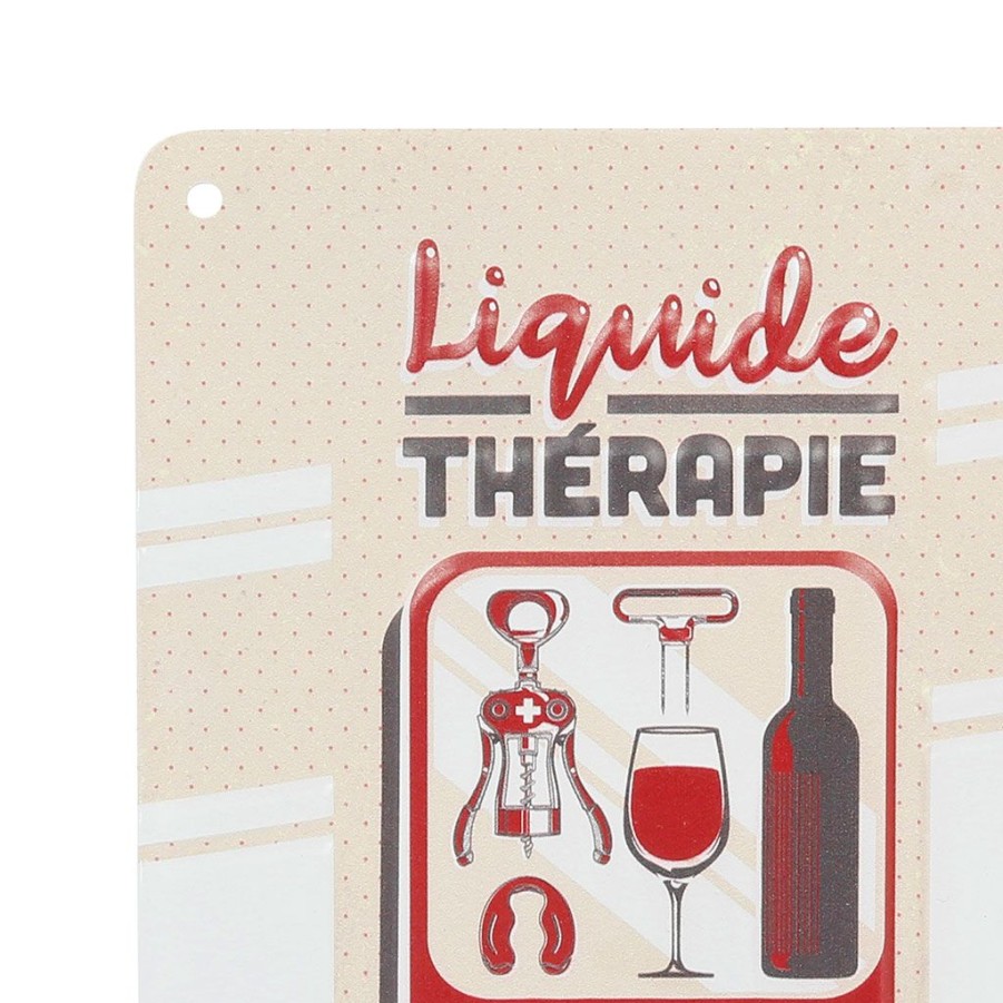 Deco Fabrique De Styles Deco A Suspendre Et Adhesive | Plaque En Fer Beige Et Rouge 15X20Cm - Liquide Therape