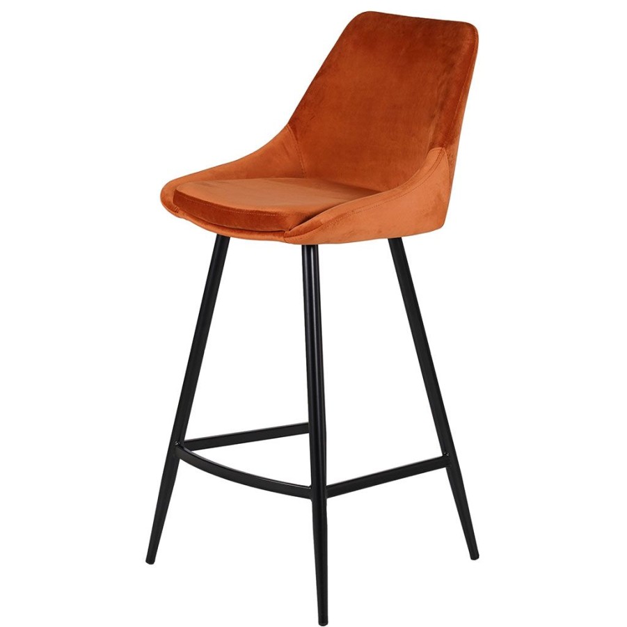 Meubles Fabrique De Styles Tabourets Et Chaises De Bar | Chaise De Bar Ben Velours Cognac H101Cm