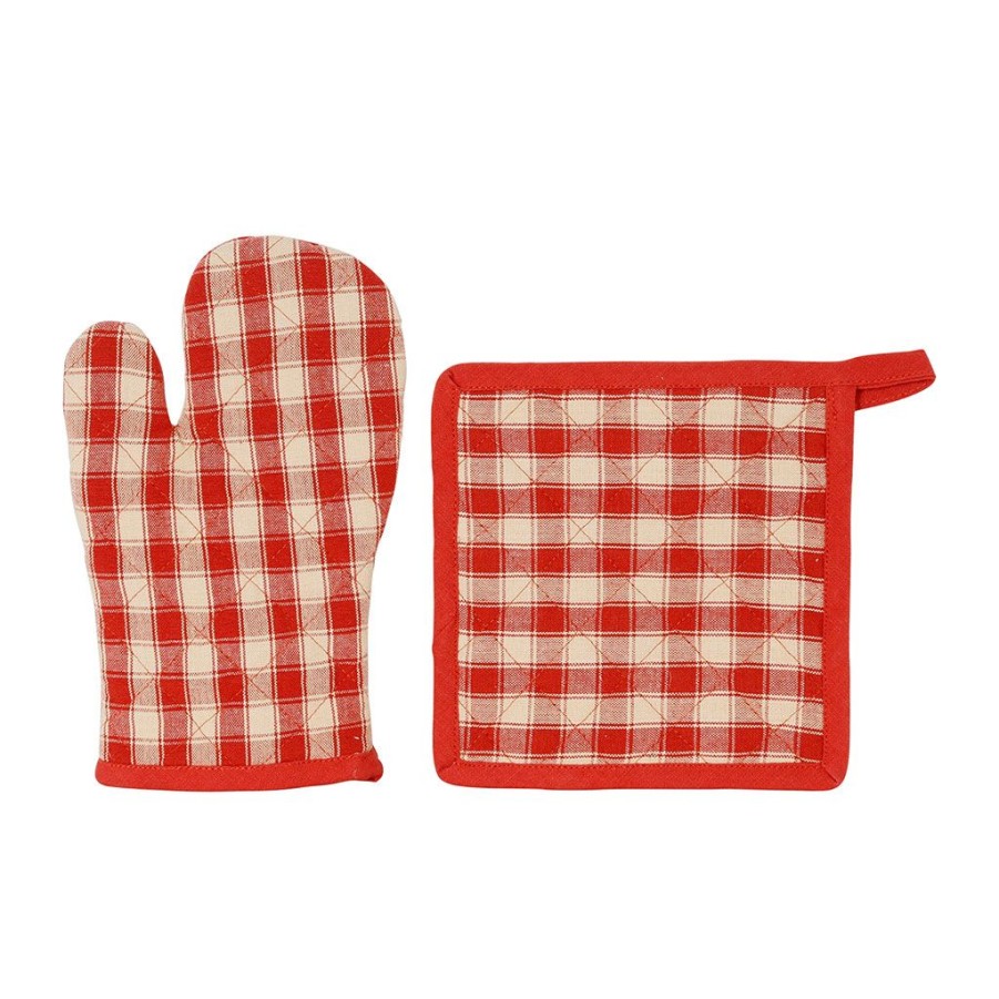 Textiles Fabrique De Styles Torchons&Tabliers Et Maniques | Gant Manique En Coton Rouge 26X20Cm - Campagne