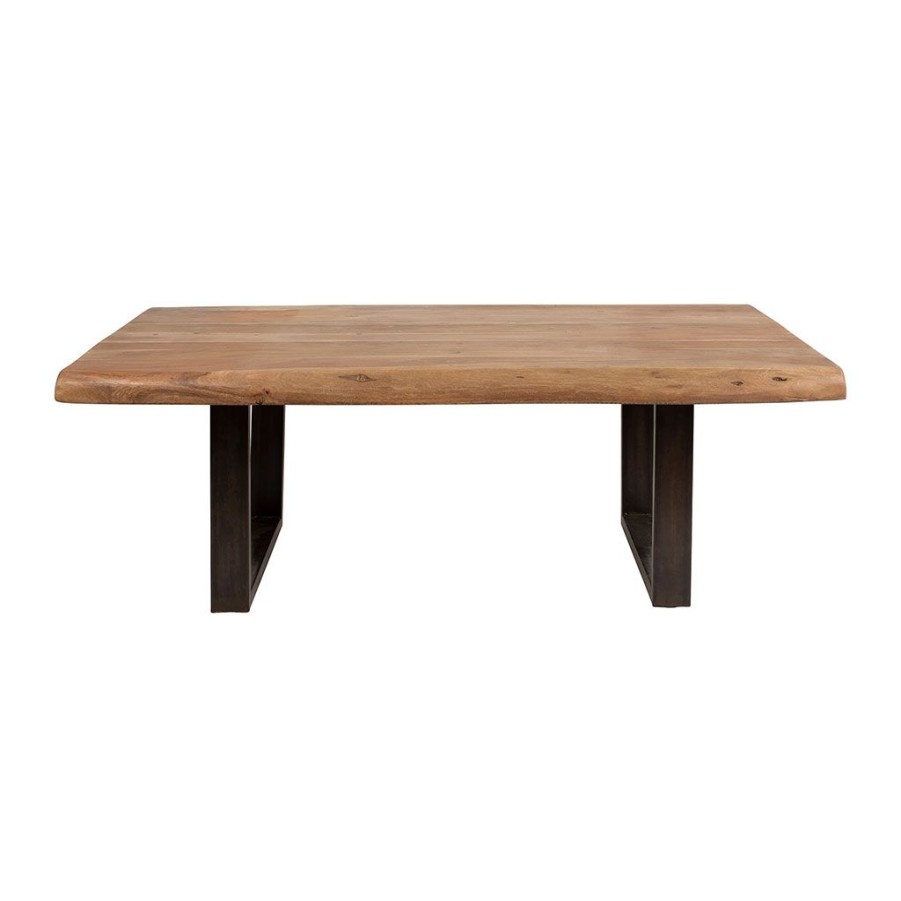 Meubles Fabrique De Styles Table Basses | Table Basse En Acacia Massif Et Pieds En Fer Noir 130X70Cm - Factory