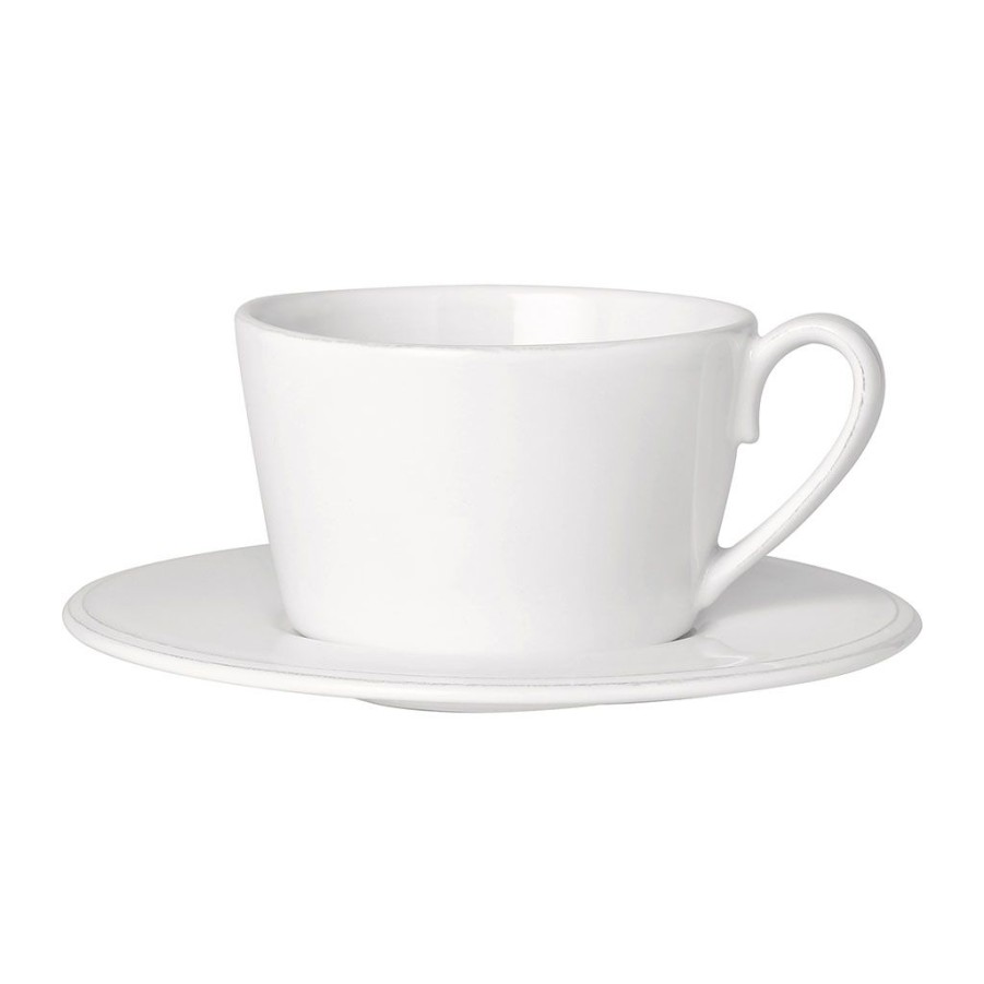 Arts De La Table Fabrique De Styles Tasses Et Mugs | Tasse Et Sous-Tasse En Faience Blanche - Constance