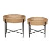 Meubles Fabrique De Styles Table Basses | Table Basse Gigogne (Lot De 2) En Bambou Naturel Et Fer Noir - Plaka