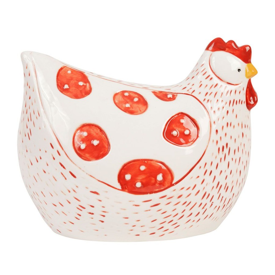 Deco Fabrique De Styles Petits Objets Deco | Deco Poule Margotte Rouge En Porcelaine