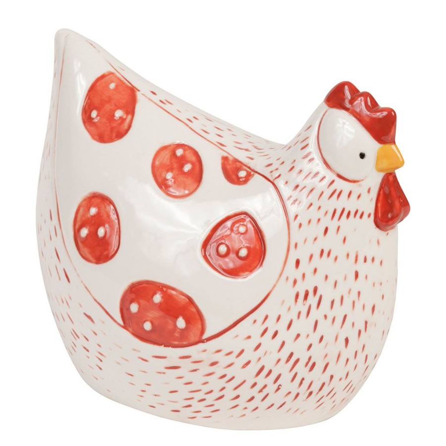 Deco Fabrique De Styles Petits Objets Deco | Deco Poule Margotte Rouge En Porcelaine