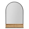 Deco Fabrique De Styles | Miroir En Fer Noir Arrondie Avec Etagere Bambou Naturel 50.5X70Cm - Garden