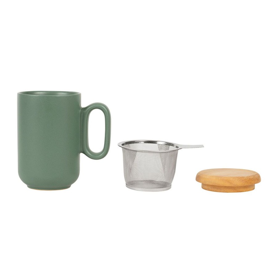 Arts De La Table Fabrique De Styles Tasses Et Mugs | Tisaniere En Gres Avec Filtre Vert Mat - Baltika