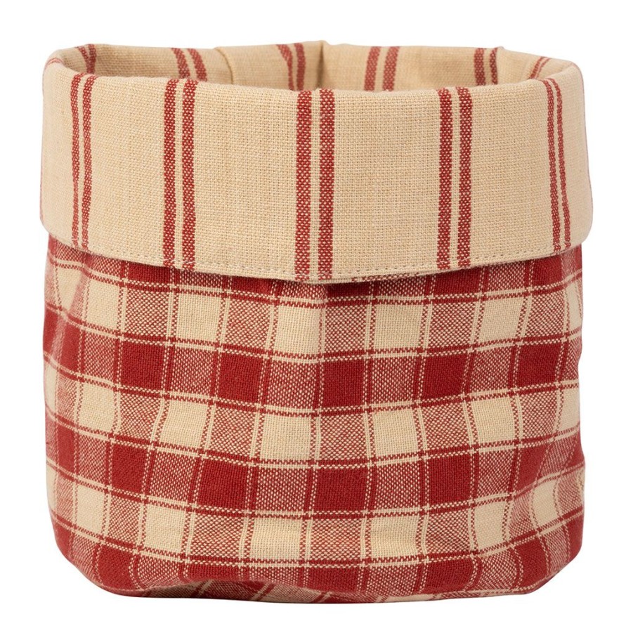 Deco Fabrique De Styles Paniers Et Corbeilles | Paniere Damier Rouge D15Xh18Cm En Coton - La Campagne