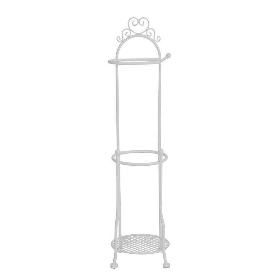 Arts De La Table Fabrique De Styles Petits Rangements | Porte Rouleau Papier De Toilette Blanc H69.5Cm En Fer - Charmet