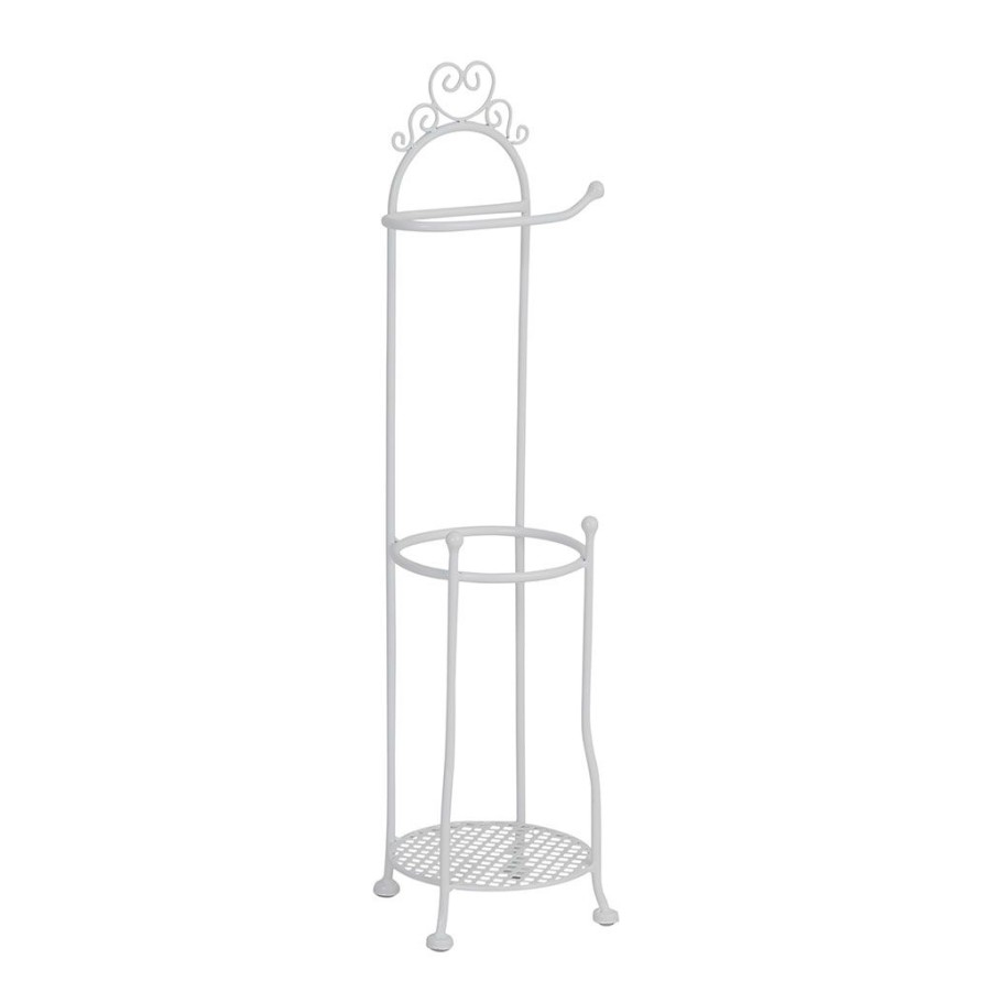 Arts De La Table Fabrique De Styles Petits Rangements | Porte Rouleau Papier De Toilette Blanc H69.5Cm En Fer - Charmet