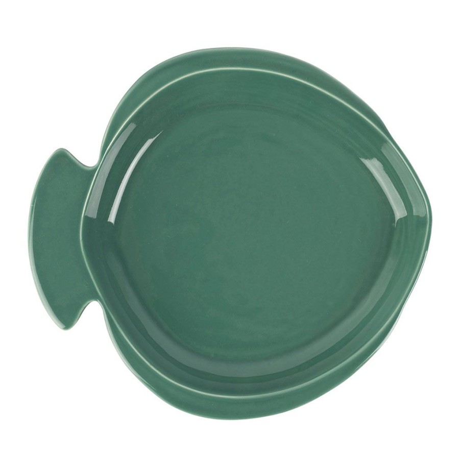 Arts De La Table Fabrique De Styles Plats Et Saladiers | Plat Rond Creux Vert D'Eau 28X26Cm Faience - Poisson