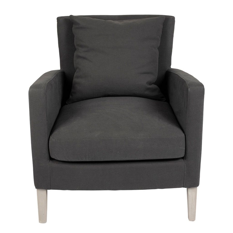 Meubles Fabrique De Styles Fauteuils | Fauteuil En Tissu Gris Anthracite - Boniface