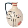 Deco Fabrique De Styles Vases Et Soliflores | Vase Visage Arty Ivoire Et Noir 16X17Xh23.5Cm En Gres