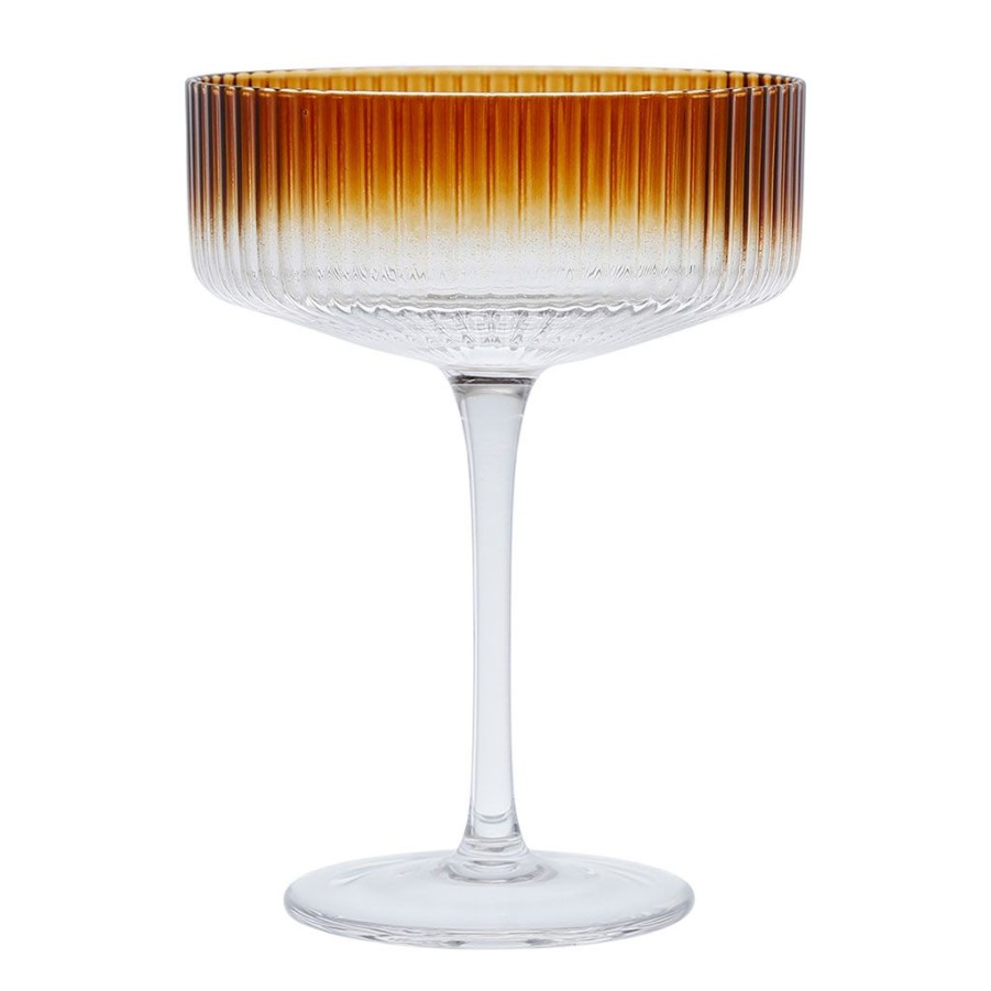 Arts De La Table Fabrique De Styles Verres A Alcool | Coupe Champagne Striee En Verre Ambre - Funny