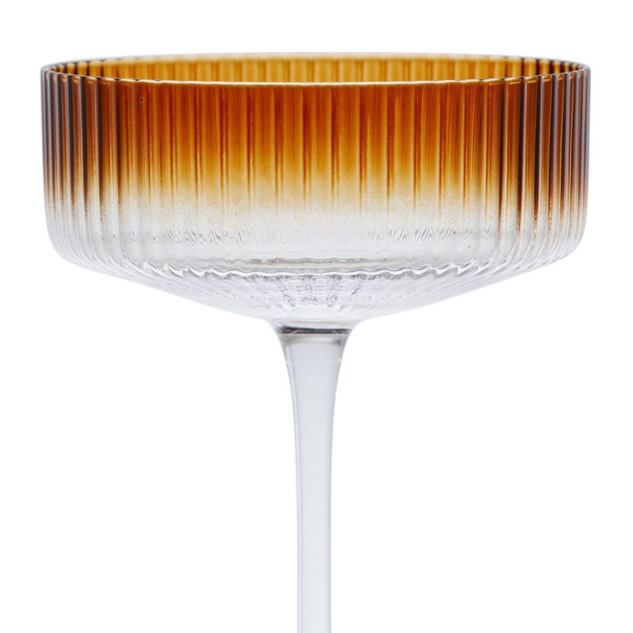 Arts De La Table Fabrique De Styles Verres A Alcool | Coupe Champagne Striee En Verre Ambre - Funny