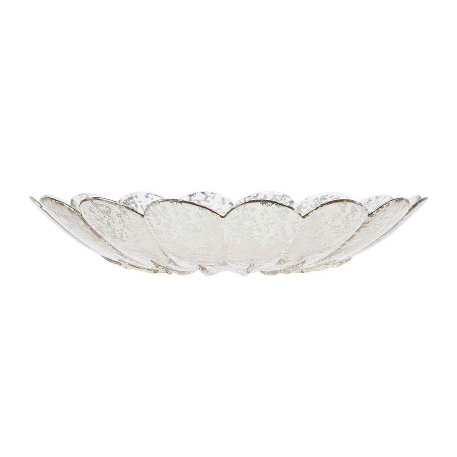 Arts De La Table Fabrique De Styles Plats Et Saladiers | Plat Fleur En Verre Mercure D33Cm - Antik