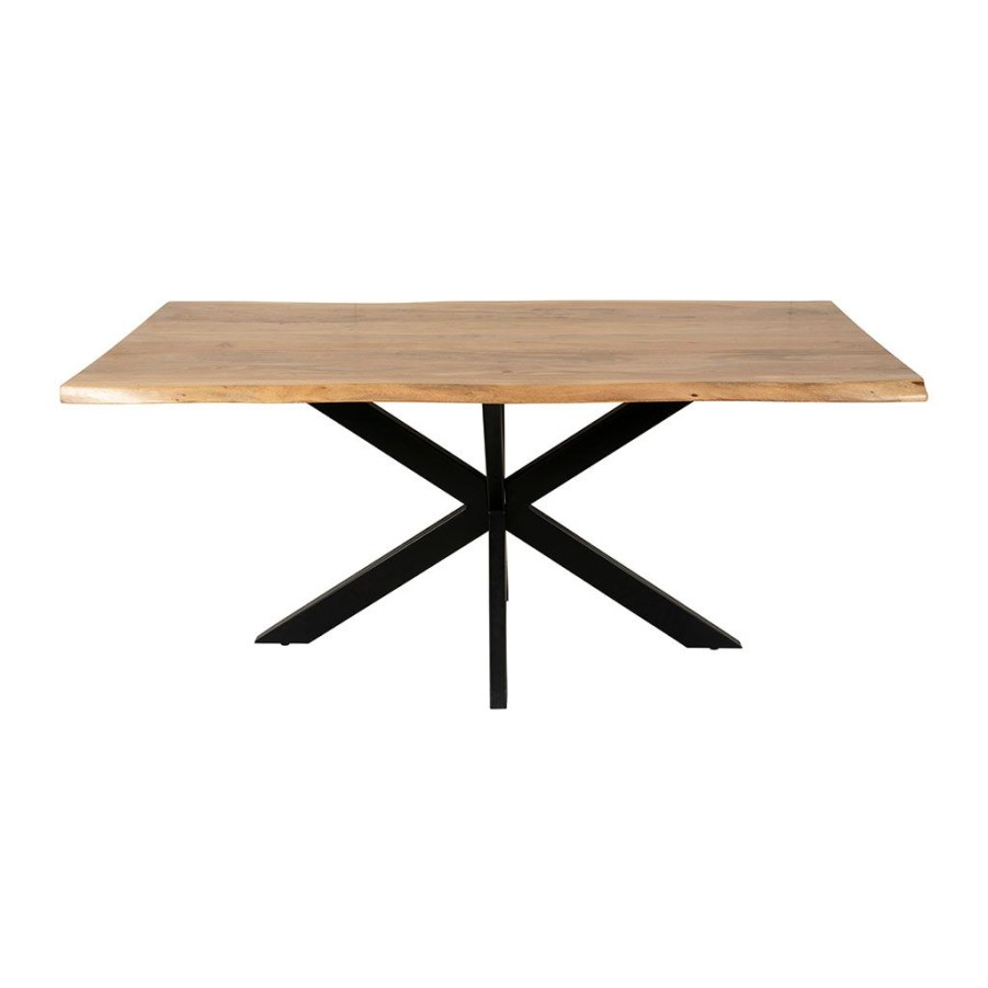 Meubles Fabrique De Styles Table De Salle A Manger | Table Rectangulaire En Acacia Et Pieds En Fer Noir 180X90Cm - Brooklyn