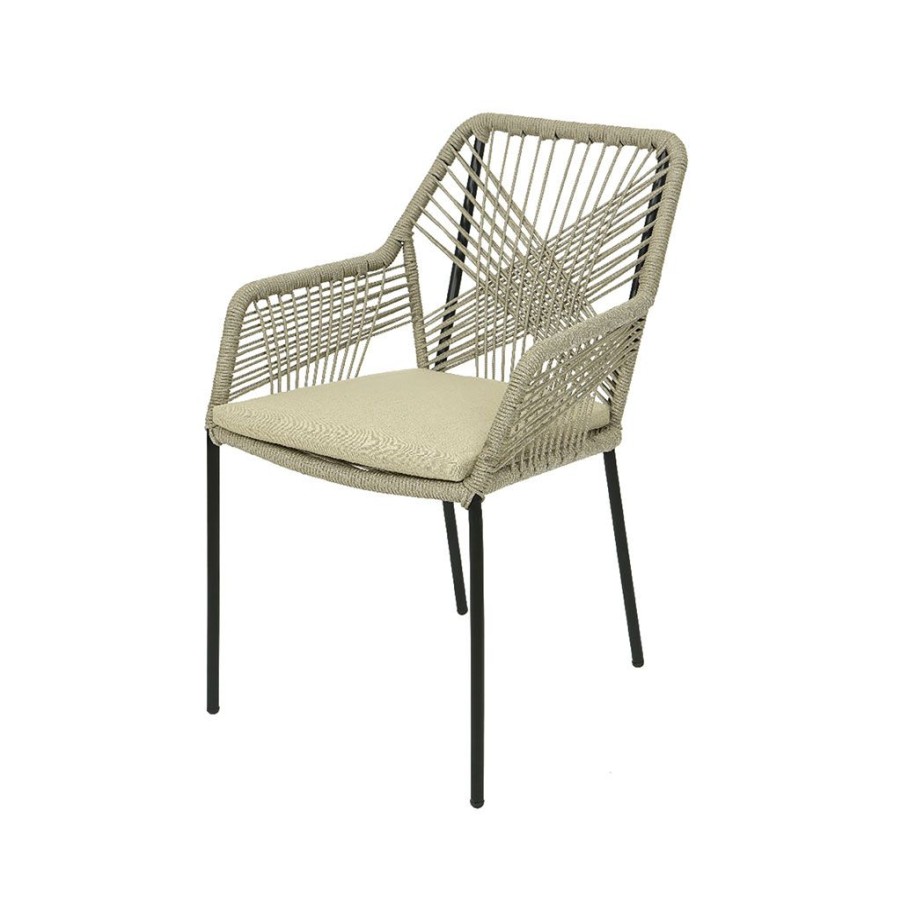 Jardin Fabrique De Styles Chaises&Fauteuils | Chaise De Jardin Empilable En Resine Tressee Beige - Seville