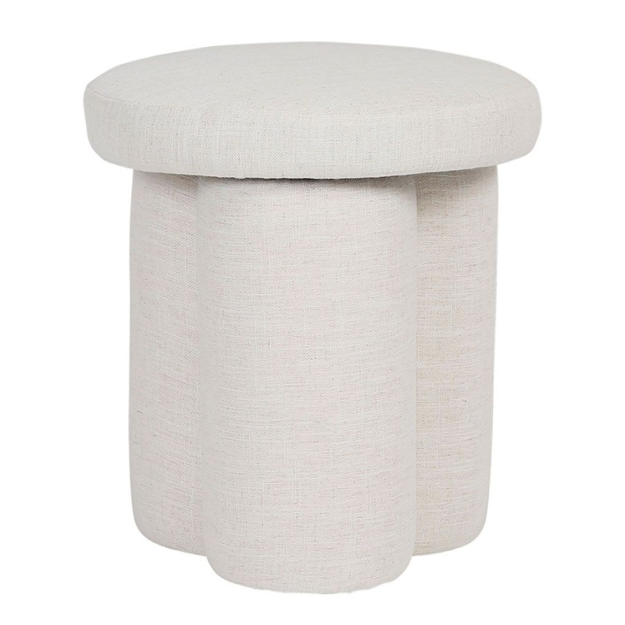 Meubles Fabrique De Styles Poufs Et Tabourets | Tabouret En Lin Ecru - Minimal