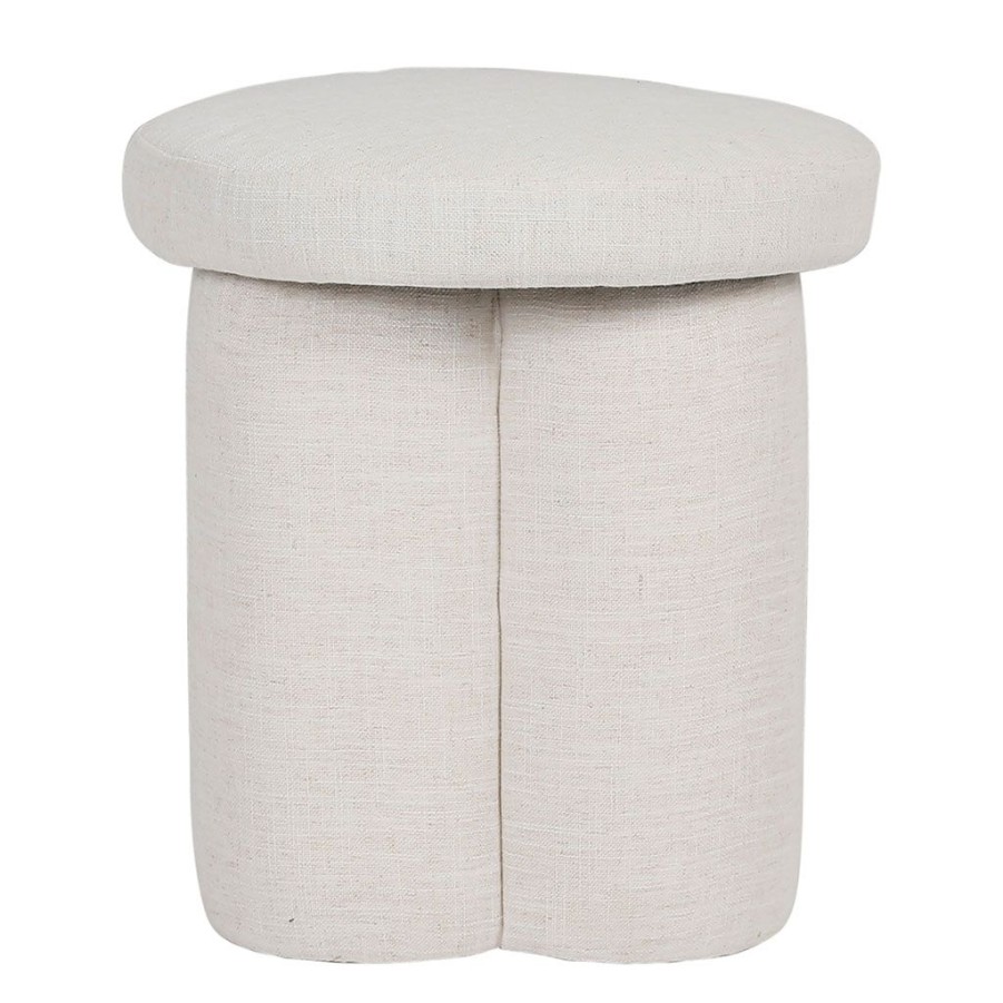 Meubles Fabrique De Styles Poufs Et Tabourets | Tabouret En Lin Ecru - Minimal