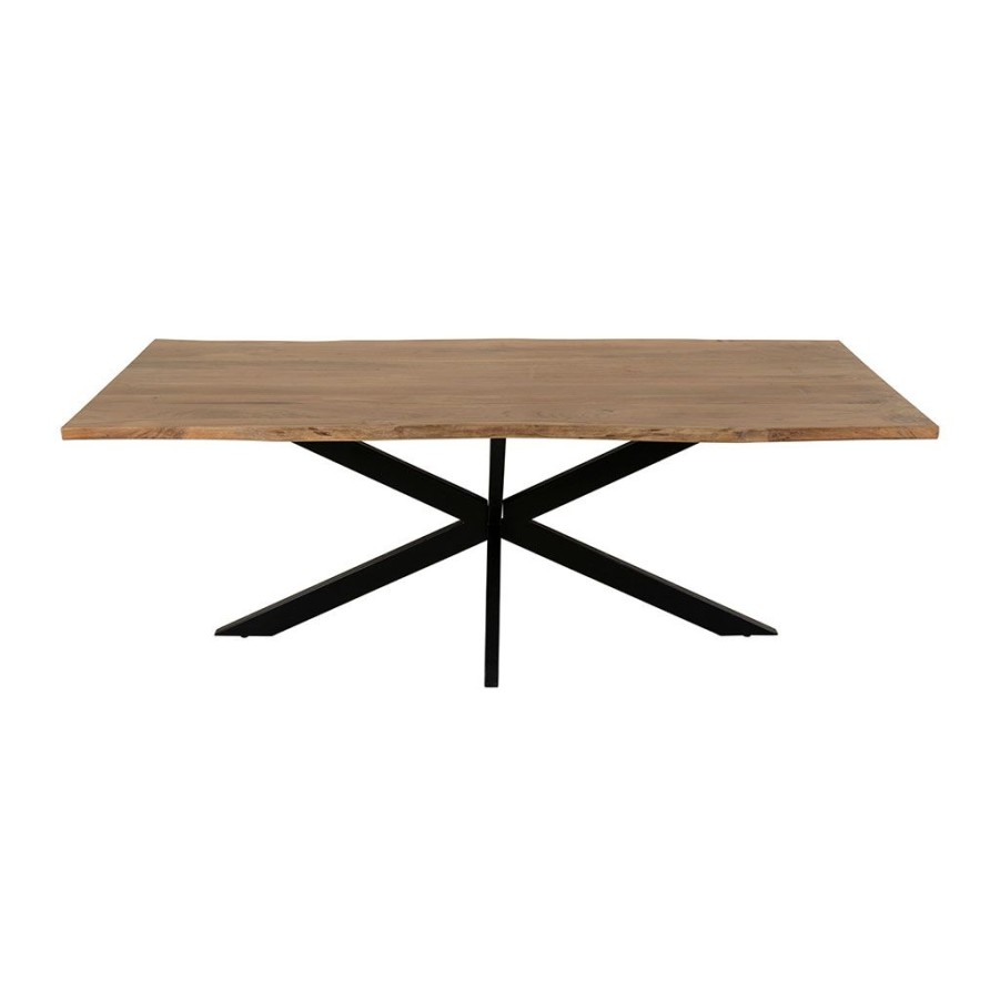 Meubles Fabrique De Styles Table De Salle A Manger | Table Rectangulaire En Acacia Et Pieds En Fer Noir 220X100Cm - Brooklyn