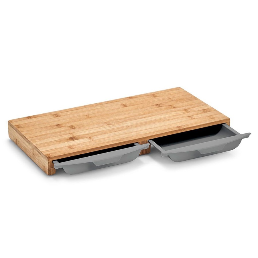 Arts De La Table Fabrique De Styles Planches A Decouper | Planche A Decouper En Bambou Avec 2 Bacs Gris